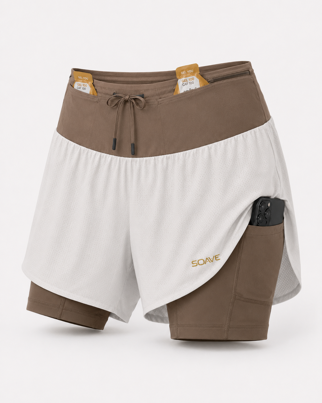 SOAVE Baja 1 Trail Short detail, zip pocket carrying gel and phone