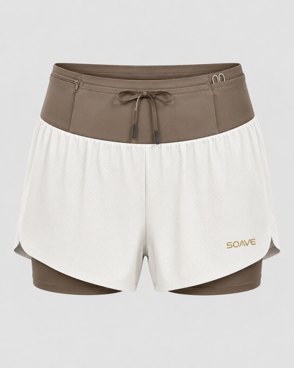 SOAVE Baja 1 Trail Short, front view, sand and off-white colorway